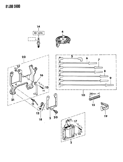 1985 Jeep Wagoneer Coil - Sparkplugs - Wires Diagram 3