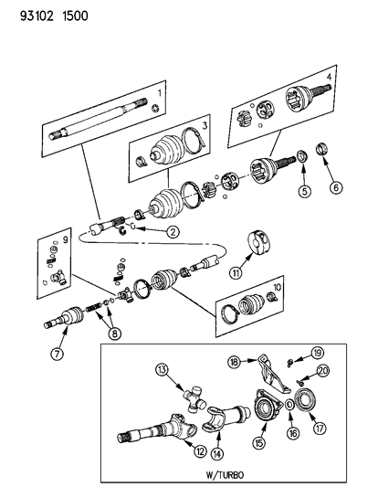 1993 Chrysler Town & Country Shaft - Front Drive Diagram