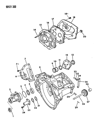 1990 Dodge Shadow Case, Transaxle & Related Parts Diagram
