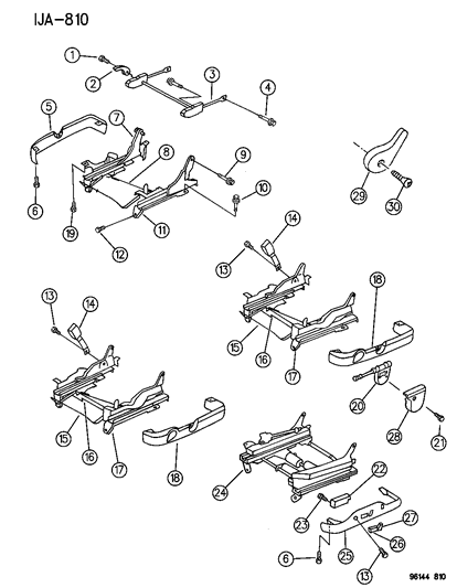 1996 Dodge Stratus Front Seat Adjuster, Recliner And Side Shield Diagram