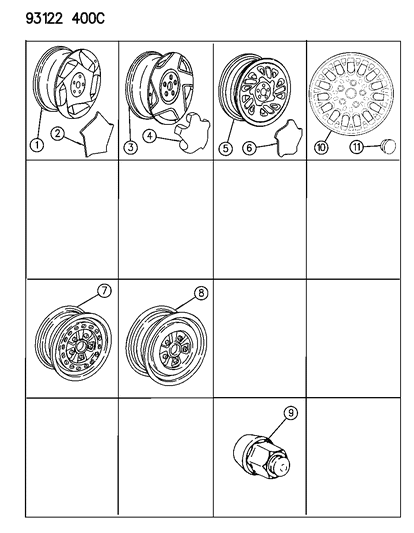 1993 Dodge Daytona Wheels, Caps And Nuts Diagram