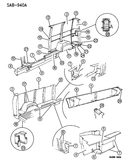 1995 Dodge Ram Wagon Extension Side Sill Diagram for 2956413