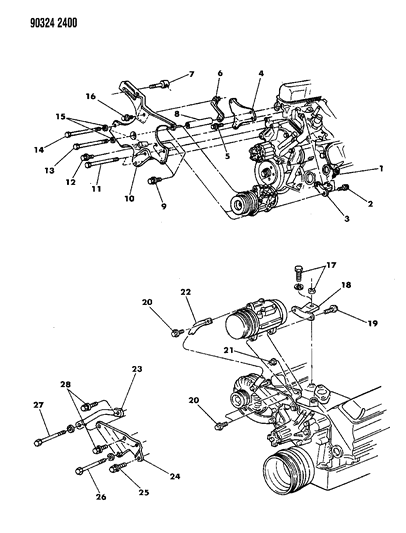 1991 Dodge D150 Mounting - A/C Compressor Diagram 3