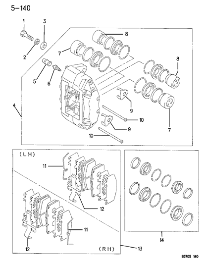 1996 Dodge Stealth Brake, Front Diagram 1