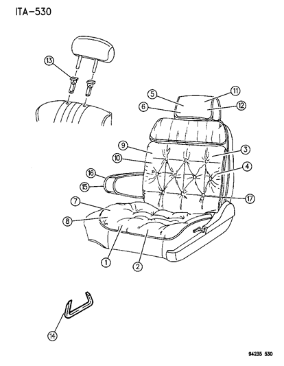 1994 Chrysler LeBaron Sedan Front Seat Diagram 3