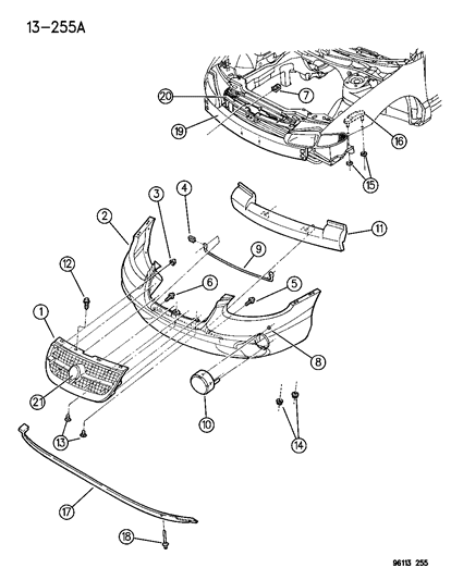 1996 Chrysler Sebring Clip-Cover Attach Without Fog La Diagram for 6502988