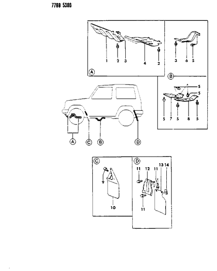 1987 Dodge Raider Mud Guard & Protector Diagram