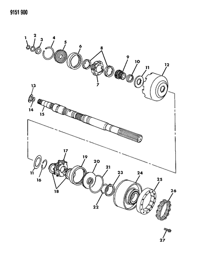 1989 Dodge Diplomat Gear Train & Output Shaft Diagram 2