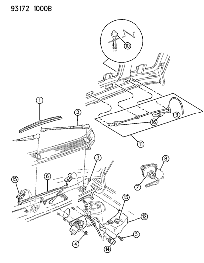 1993 Chrysler Town & Country Windshield Wiper & Washer System Diagram