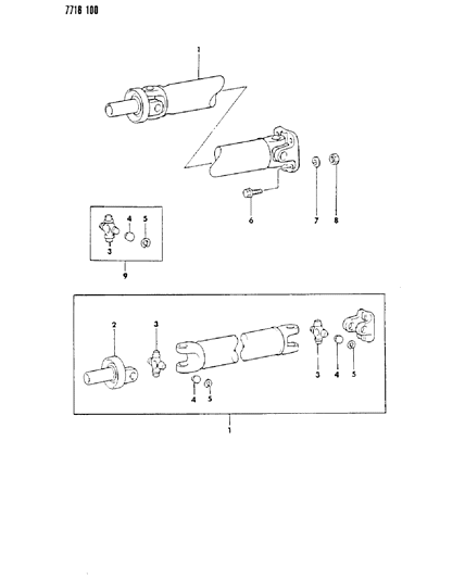 1987 Chrysler Conquest Propeller Shaft & Universal Joint Diagram