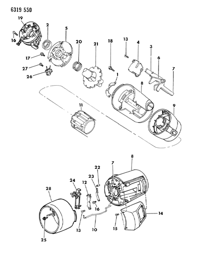 1987 Dodge Dakota Column, Steering Without Tilt Upper Diagram