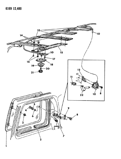 1986 Dodge Caravan Glass - Quarter Window Diagram