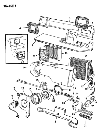 1989 Dodge Caravan Rear A/C & Heater Unit Diagram