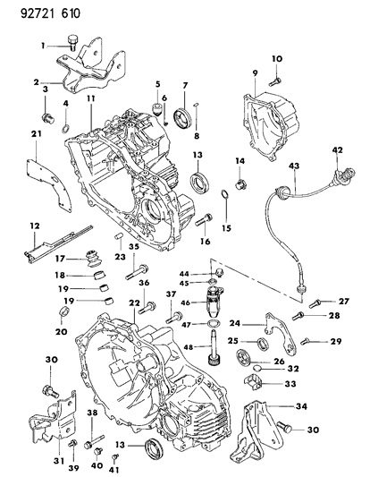 1994 Dodge Colt Cable SPEEDOMETER Diagram for MB803899