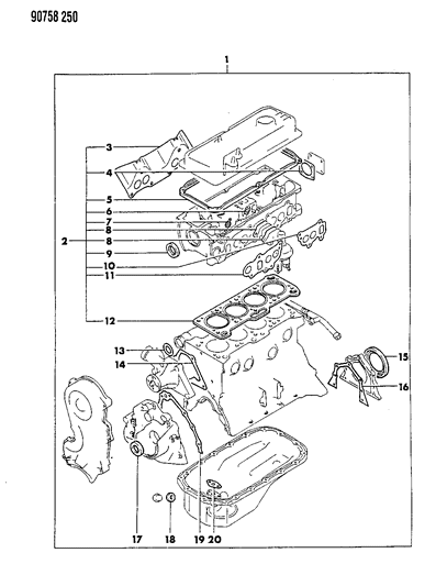 1990 Dodge Colt Engine Gasket Sets Diagram 3