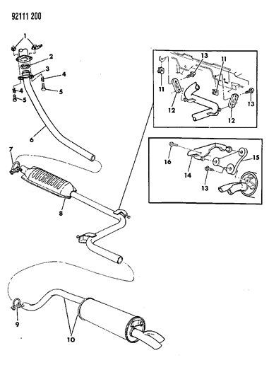 1992 Dodge Shadow Exhaust System Diagram 1