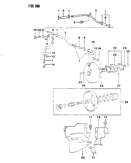 1987 Chrysler Conquest Booster, Power Brake Diagram 1