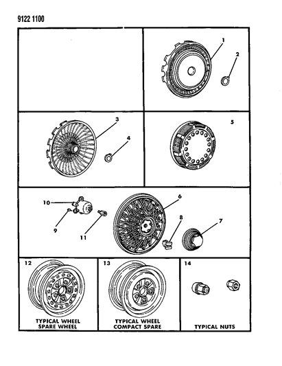 1989 Dodge Diplomat Wheels & Covers Diagram