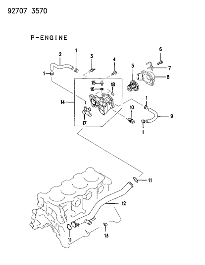 1994 Dodge Colt Water Hose & Pipe Diagram 2