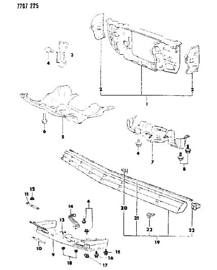 1988 Chrysler Conquest Grille & Related Parts Diagram