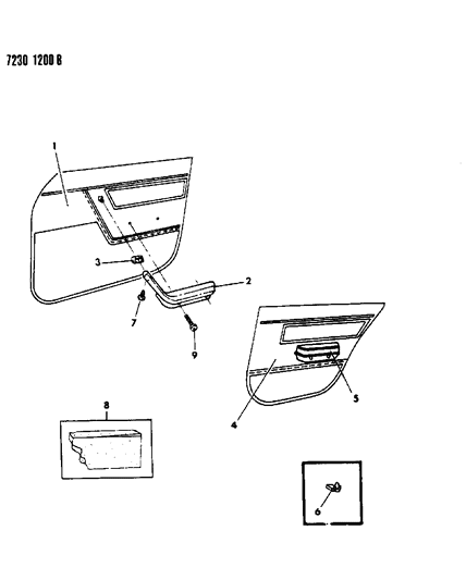 1987 Dodge Omni Door Trim Panel Diagram 2