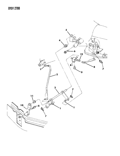 1988 Chrysler Fifth Avenue Controls, Gearshift, Lower With Column Shift Diagram