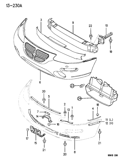 1996 Chrysler Sebring Bumper & Support, Front Diagram 2