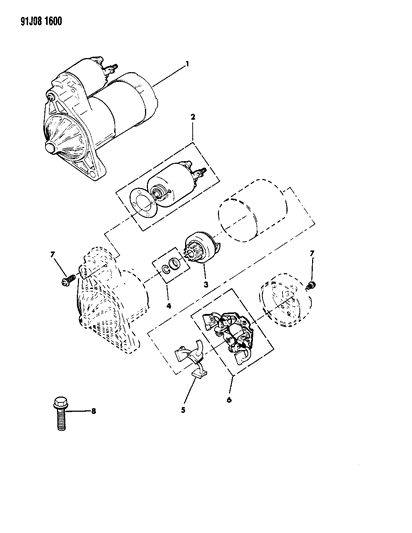 1991 Jeep Comanche Starter & Mounting Diagram 2