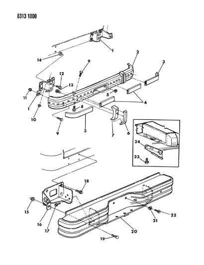 1989 Dodge Ram Wagon Bumper, Rear Diagram 2