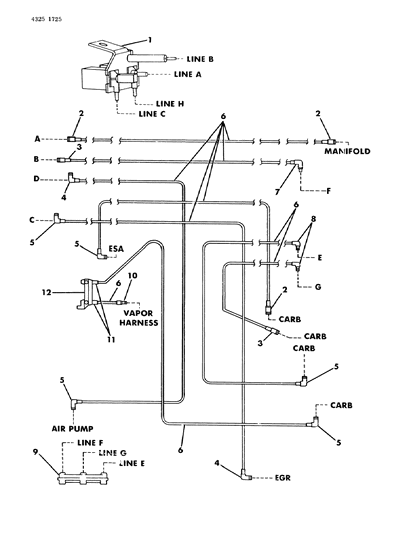 1985 Dodge Ram Wagon EGR Hose Harness Diagram 4