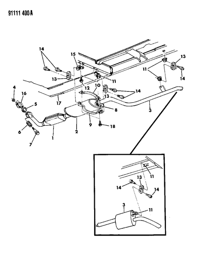 1991 Chrysler Town & Country Exhaust System Diagram 1