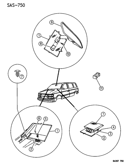 1994 Dodge Caravan Glass - Windshield & Mirror Diagram