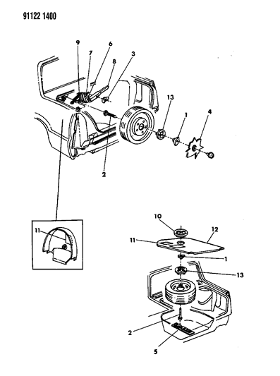 1991 Chrysler New Yorker Salon Jack & Spare Tire Storage Diagram