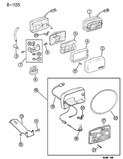 1995 Jeep Grand Cherokee Bracket Fog Left Diagram for 4856395