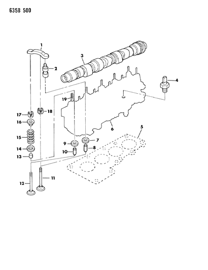 1987 Dodge Dakota Camshaft & Valves Diagram 1