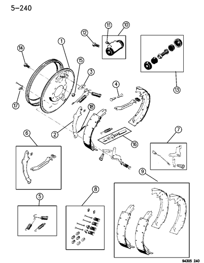 1996 Dodge Ram 3500 Brakes, Rear Diagram