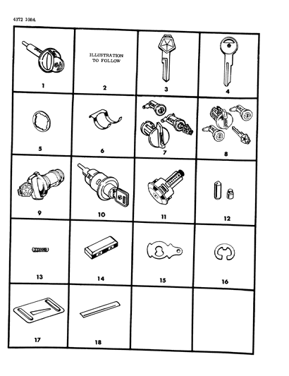 1984 Dodge Ram Van Lock Cylinders & Keys Diagram