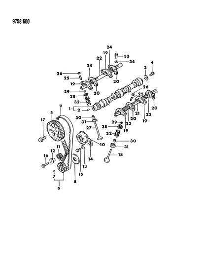 1989 Dodge Colt Camshaft & Valves Diagram 1