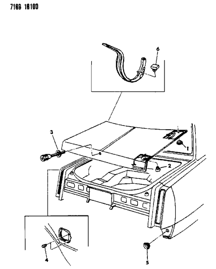 1987 Dodge Diplomat Bumpers & Plugs Deck Lid Diagram