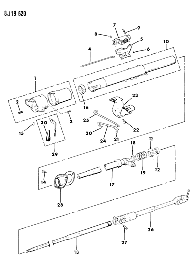 1989 Jeep Comanche Housing - Steering Column Lower Diagram 1