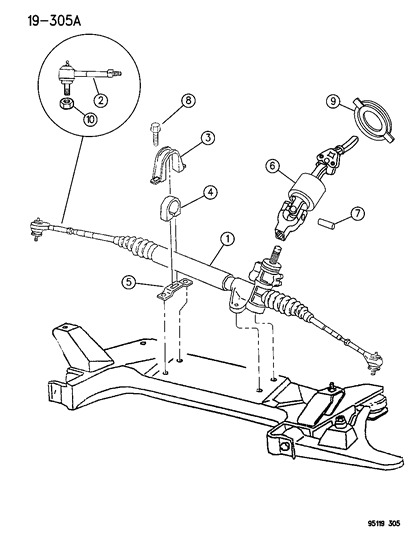 1995 Dodge Neon Gear - Rack & Pinion And Attaching Parts Diagram