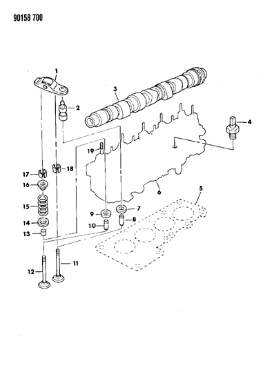 1990 Dodge Omni Camshaft & Valves Diagram