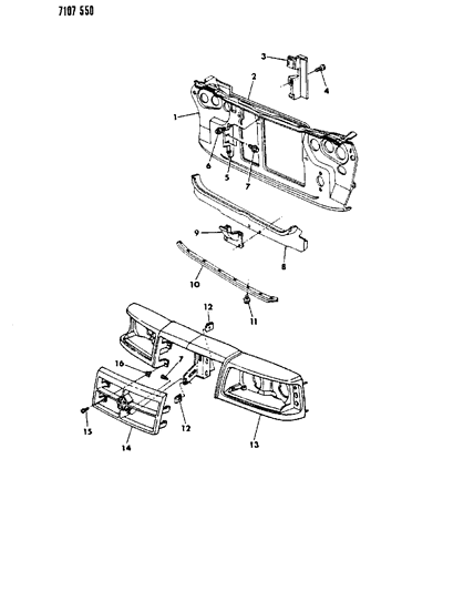 1987 Dodge 600 Grille & Related Parts Diagram