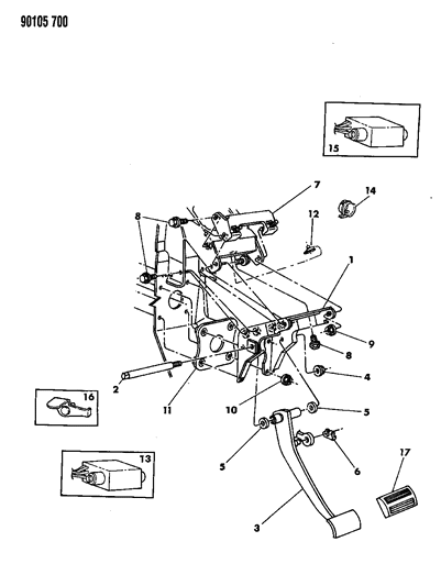 1990 Chrysler Town & Country Brake Pedal Diagram