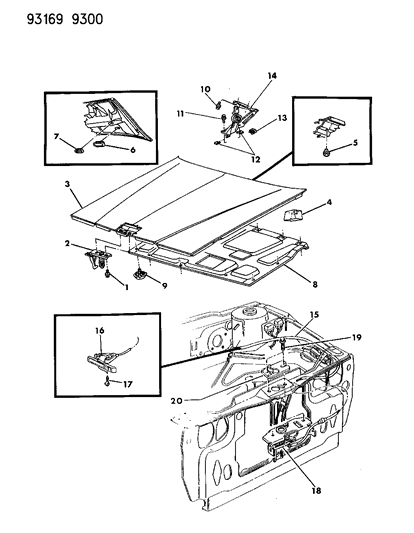 1993 Chrysler New Yorker Hood & Hood Release Diagram