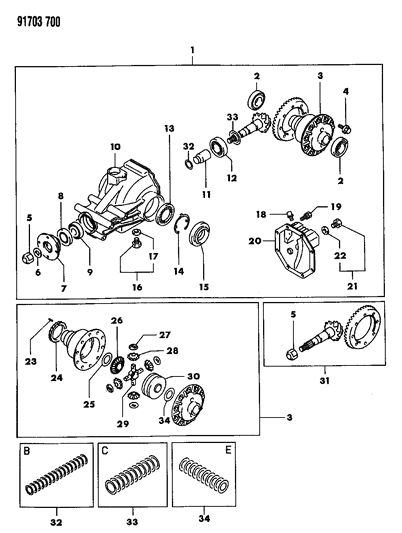 1991 Dodge Stealth SHIM-Drive PINION Bearing Diagram for MB569391