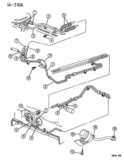 1994 Dodge Shadow Fuel Lines & Filter Diagram