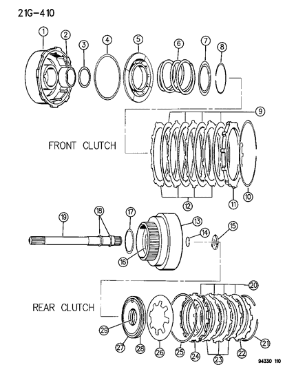 1996 Dodge Dakota Clutch , Front & Rear With Gear Train Diagram 1