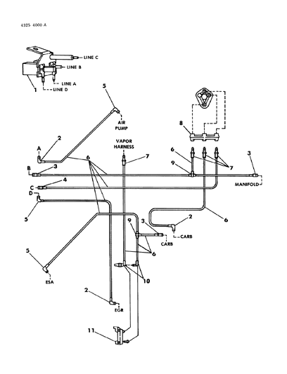 1985 Dodge Ram Wagon EGR Hose Harness Diagram 7