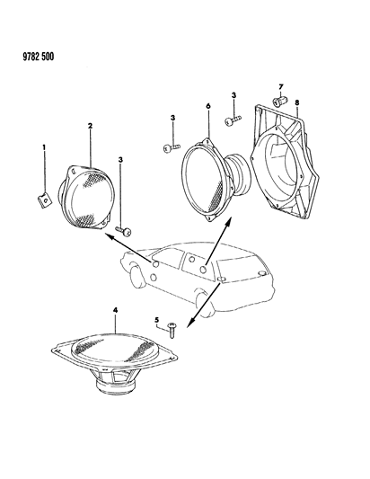 1989 Dodge Colt Radio & Speakers Diagram